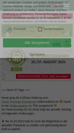 Vorschau der mobilen Webseite www.rennsteiglauf.de, GutsMuths Rennsteiglauf