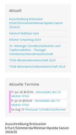 Vorschau der mobilen Webseite thsb.de, Schach in Thüringen