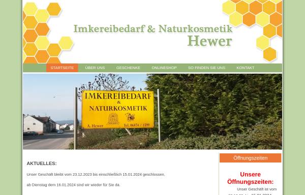 Vorschau von www.imkereibedarf-hewer.de, Imkereibedarf und Naturkosmetik Anne Hewer