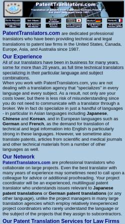 Vorschau der mobilen Webseite www.patenttranslators.com, Patent Translators