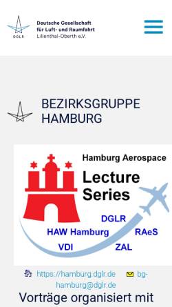 Vorschau der mobilen Webseite hamburg.dglr.de, DGLR - Bezirksgruppe Hamburg