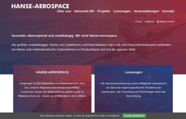 Vorschau von www.hanse-aerospace.net, Hanse Aerospace e.V.