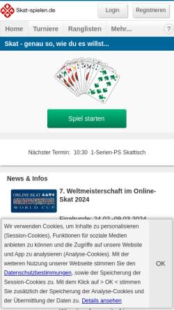 Vorschau der mobilen Webseite www.skat-spielen.de, Skat Spielen