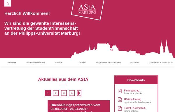 Vorschau von www.asta-marburg.de, Allgemeiner Studierendensausschuss (AStA)