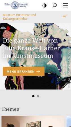 Vorschau der mobilen Webseite www.uni-marburg.de, Marburger Universitätsmuseum für Kunst und Kulturgeschichte