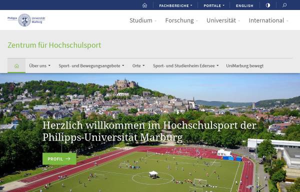 Vorschau von www.uni-marburg.de, Zentrum für Hochschulsport (ZfH) der Philipps-Universität Marburg