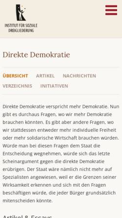 Vorschau der mobilen Webseite www.dreigliederung.de, Direkte Demokratie und Volksentscheid