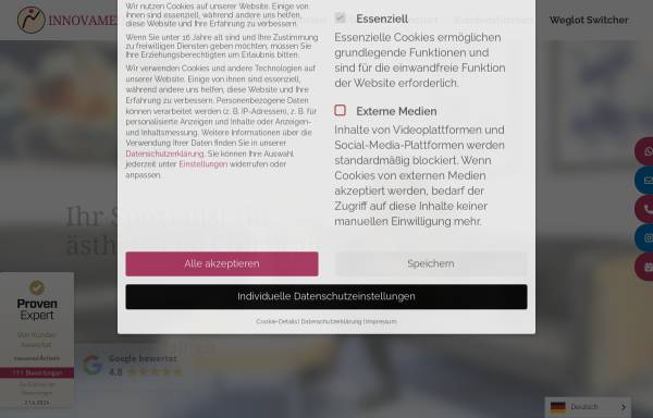 Vorschau von www.innovamed-nbg.de, Innovamed Ästhetik