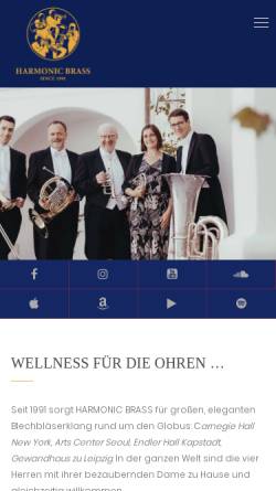 Vorschau der mobilen Webseite www.harmonicbrass.de, Harmonic Brass München