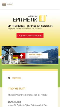 Vorschau der mobilen Webseite www.epithetik.com, Institut für Epithetik