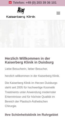Vorschau der mobilen Webseite www.kaiserberg-klinik.de, Kaiserberg Klinik GmbH Duisburg