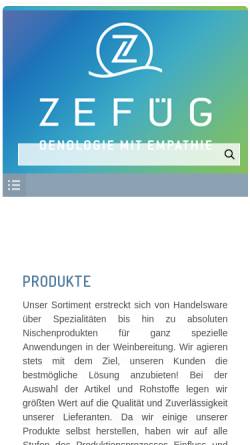 Vorschau der mobilen Webseite www.zefueg.de, ZEFÜG Zentraleinkauf für Getränkebehandlungsmittel