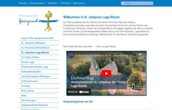 Vorschau von www.kkg-lagerieste.de, Kath. Kirchengemeinde St. Johannes der Täufer Lage-Rieste