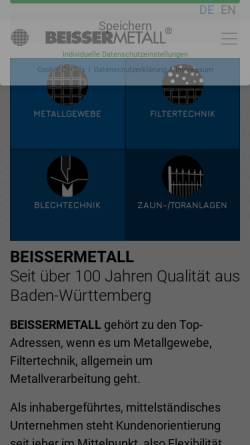 Vorschau der mobilen Webseite www.beissermetall.de, Carl Beisser GmbH