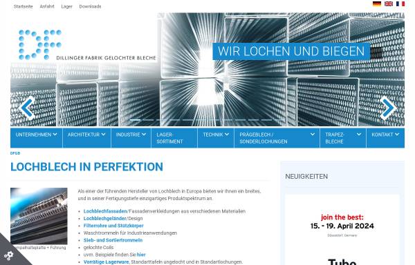 Vorschau von www.dfgb.de, Dillinger Fabrik gelochter Bleche GmbH