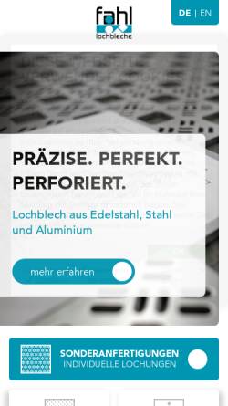 Vorschau der mobilen Webseite www.fahl-lochbleche.de, Westfälische Metall-Locherei Franz Fahl GmbH