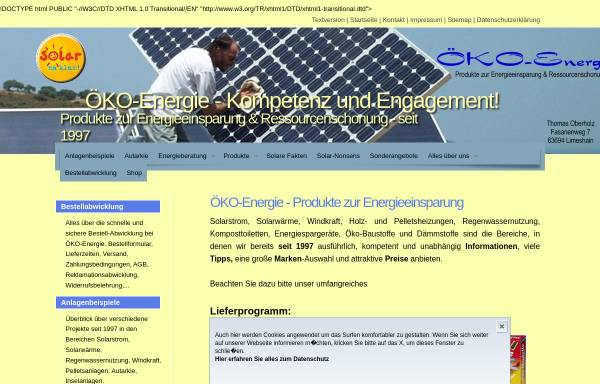 Vorschau von www.oeko-energie.de, Öko-Energie, Inh. Thomas Oberholz