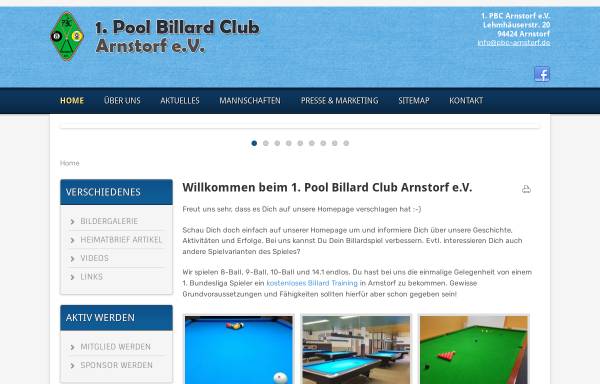Vorschau von www.pbc-arnstorf.de, 1.Pool Billard Club Arnstorf e.V