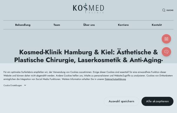 Vorschau von www.kosmed-klinik.de, Kosmed-Klinik - Hamburg, Kiel, Eutin, Preetz