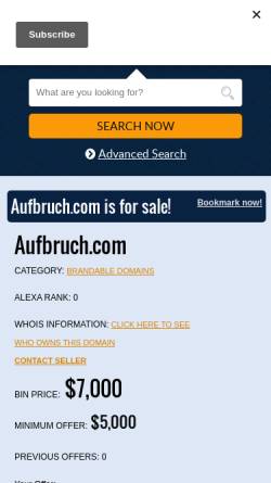 Vorschau der mobilen Webseite www.aufbruch.com, Aufbruch ins Land der unbegrenzten Möglichkeiten
