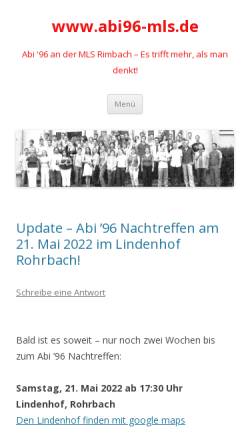 Vorschau der mobilen Webseite www.abi96-mls.de, Rimbach/Odenwald - Martin-Luther-Schule (MLS)