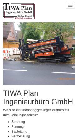Vorschau der mobilen Webseite www.tiwaplan.de, Tiwa Plan Ingenieurbüro GmbH