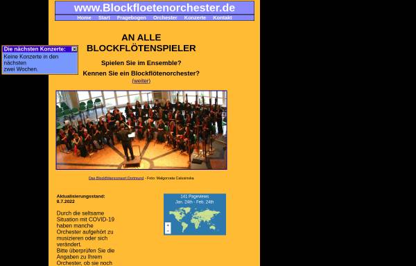 Vorschau von www.blockfloetenorchester.de, Blockflötenorchester in Deutschland