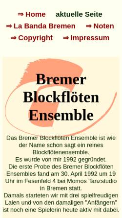 Vorschau der mobilen Webseite stephanschrader.de, Bremer Blockflötenensemble
