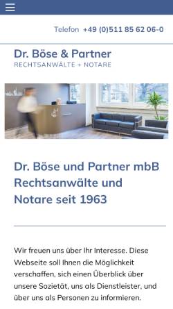 Vorschau der mobilen Webseite raboese.de, Dr. Böse, Senholdt, Lükermann & Böse