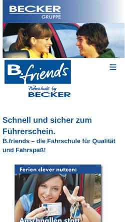 Vorschau der mobilen Webseite www.bfriends-fahrschule.de, B.friends Fahrschule by BECKER