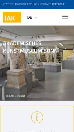 Vorschau der mobilen Webseite www.antikensammlung.uni-bonn.de, Akademisches Kunstmuseum - Antikensammlung der Universität Bonn
