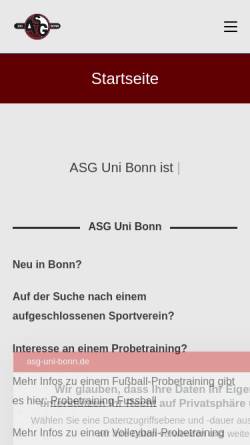 Vorschau der mobilen Webseite asg-uni-bonn.de, ASG Uni Bonn e.V.