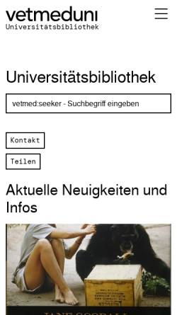 Vorschau der mobilen Webseite www.vetmeduni.ac.at, Universitätsbibliothek Vetererinärmedizinische Universität Wien