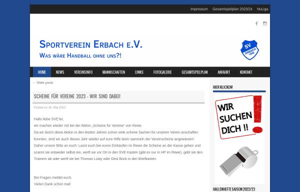 Vorschau von www.sv-erbach.de, Sportverein Erbach 1946 e.V.