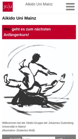 Vorschau der mobilen Webseite www.aikido.uni-mainz.de, Aikido an der Uni Mainz