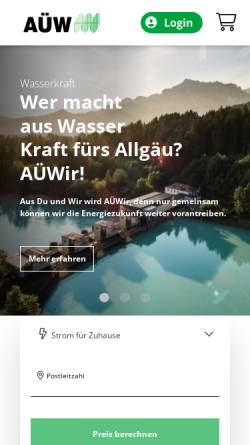 Vorschau der mobilen Webseite auew.de, Allgäuer Überlandwerk (AÜW)