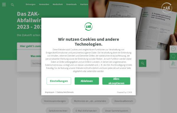 Vorschau von www.zak-kempten.de, Zweckverband für Abfallwirtschaft (ZAK)