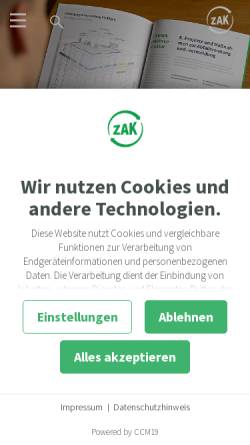 Vorschau der mobilen Webseite www.zak-kempten.de, Zweckverband für Abfallwirtschaft (ZAK)