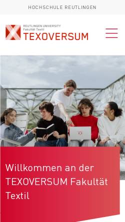 Vorschau der mobilen Webseite www.td.reutlingen-university.de, Fachbereich Textil und Bekleidung