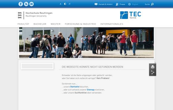 Vorschau von www.tec.reutlingen-university.de, Studiengang Maschinenbau