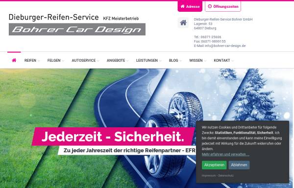 Vorschau von www.bohrer-car-design.de, Dieburger Reifen-Service Brigitte Bohrer GmbH