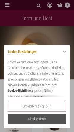 Vorschau der mobilen Webseite www.form-und-licht.de, Form und Licht: Ivo Behne