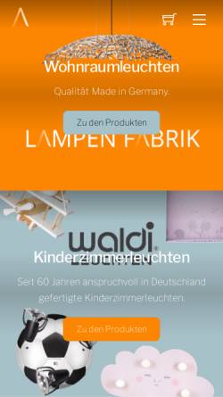 Vorschau der mobilen Webseite www.lampen-fabrik.de, Waldi Leuchten GmbH