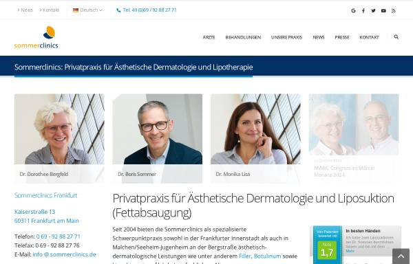 Vorschau von www.sommerclinics.de, Sommer, Dr. Boris und Bergfeld, Dr. Dortothee