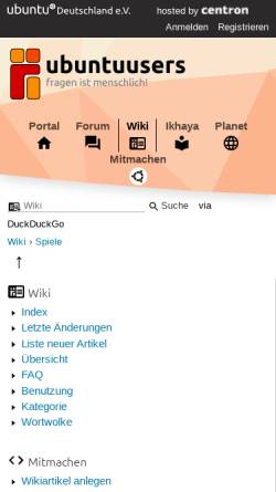 Vorschau der mobilen Webseite wiki.ubuntuusers.de, Ubuntuusers Wiki