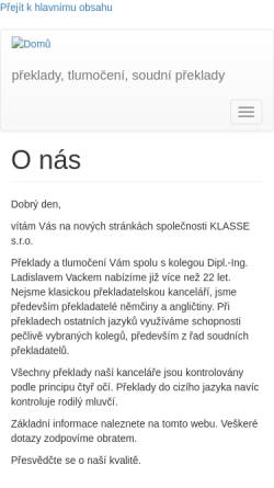 Vorschau der mobilen Webseite www.klasse.cz, Übersetzungen - Firma Klasse
