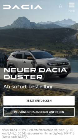 Vorschau der mobilen Webseite www.dacia.de, Dacia Logan