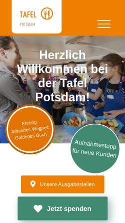 Vorschau der mobilen Webseite www.potsdamer-tafel.de, Die Potsdamer Tafel e.V.