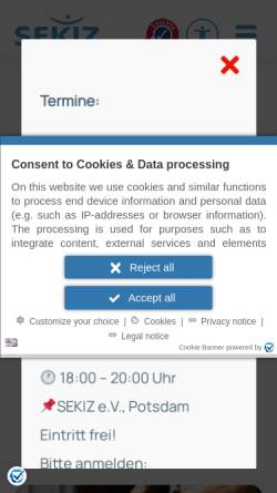 Vorschau der mobilen Webseite www.sekiz.de, SEKIZ e.V.