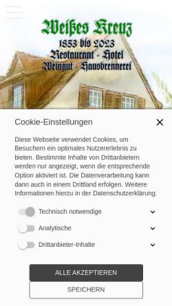 Vorschau der mobilen Webseite weisses-kreuz.eu, Hotel-Restaurant Weisses Kreuz